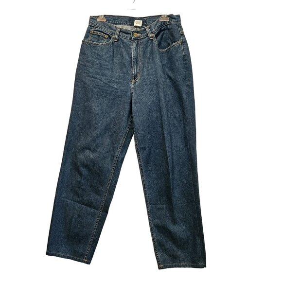 L.L. Bean Blue Jeans Womens 12 straight leg High Rise medium wash Mom all cotton - Picture 1 of 11